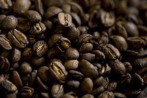 Close up of roasted coffee beans