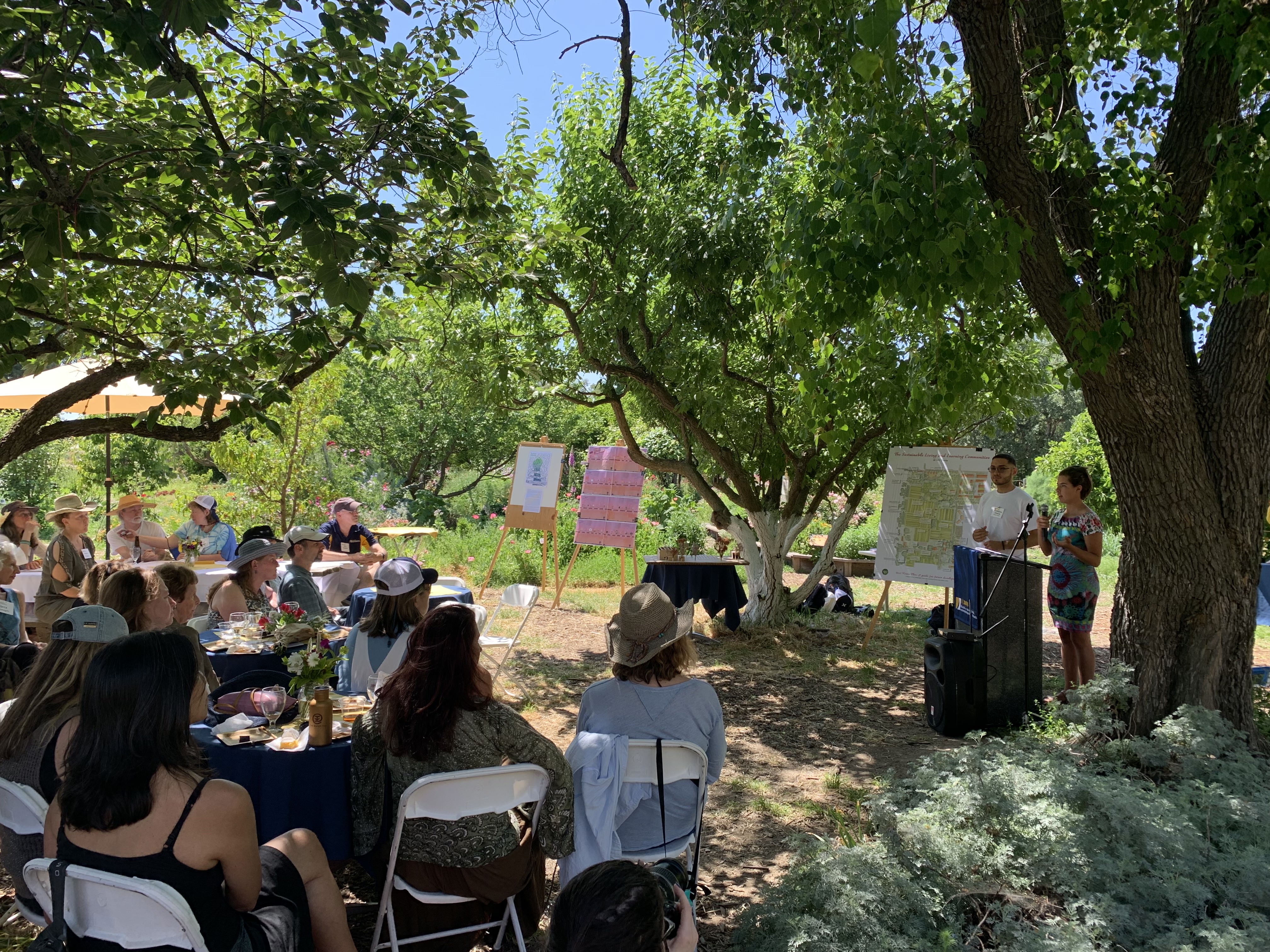 Truco and Almaraz shared their Green Fellows projects with donors at the Student Ecological Garden